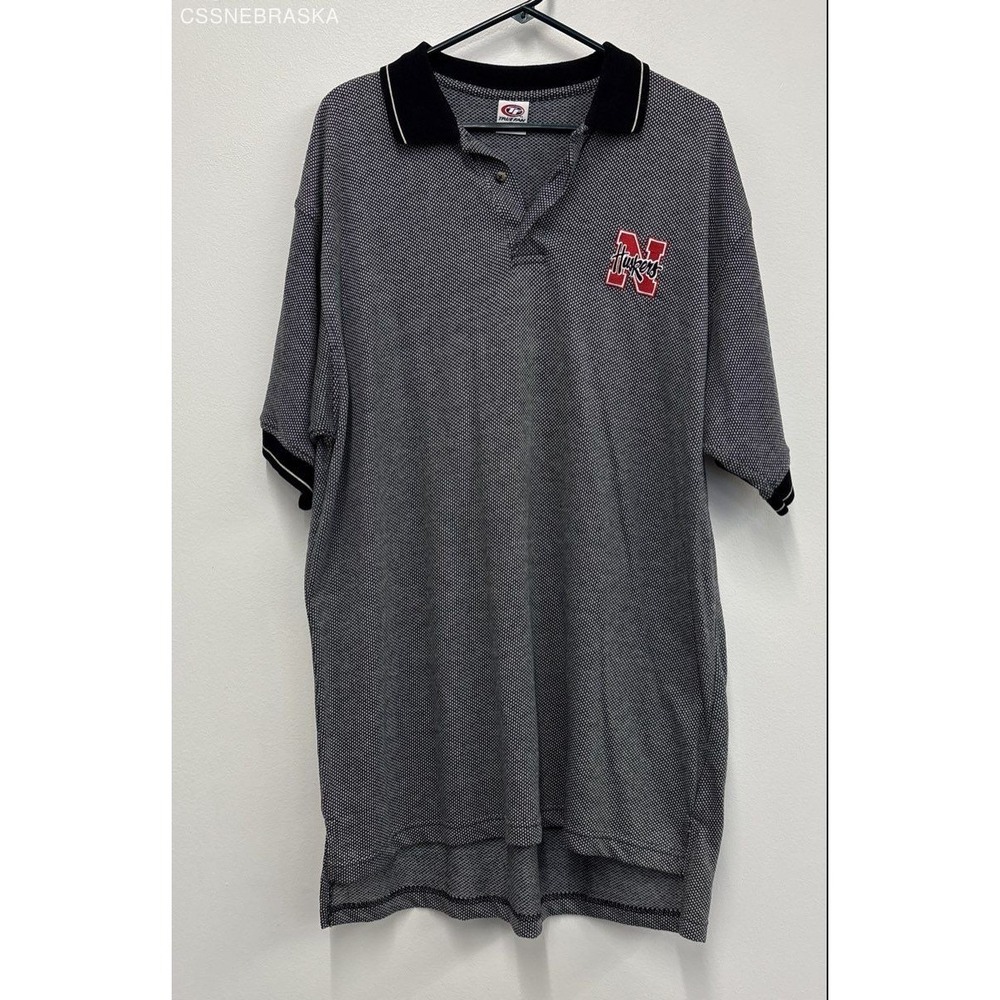 True Fan Gray Vintage Textured Polo Shirt -‎ Size XL